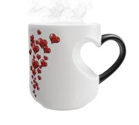 Tasse avec effet changement de couleur - Tasse en forme de cœur - 325 ml - Tasse à thé en céramique avec poignée - Pour couples, maison, cuisine, voyage, travail, pause, matin, soir