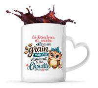 Tasse avec Poignée en Forme de Cœur la Directrice de crèche Chouette Grain