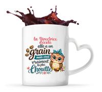 Tasse avec Poignée en Forme de Cœur la Directrice d'école Chouette Grain