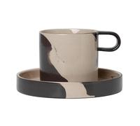 ferm LIVING Tasse et soucoupe Inlay – grès 200 ml – sable