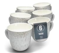 Tasse Café 6er Set en Grès Ibiza - Chic et moderne, compatible lave-vaisselle et micro-ondes - Tasses à Café Pure Living - Ensemble de Tasses à Thé et à Café Cool en beige clair