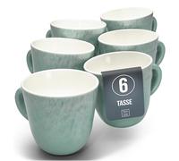 Tasse Café 6er Set en Grès Ibiza - Chic et moderne, compatible lave-vaisselle et micro-ondes - Tasses à Café Pure Living - Ensemble de Tasses à Thé et à Café Cool en turquoise