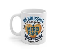 Tasse Céramique 325 ml Ma Boussole et Mon Guide Merci Papa - Mug Cadeau Fête des Pères