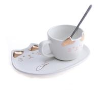 TASSE CHAT KAWAII - BLANC - Support Chat et Cuillère