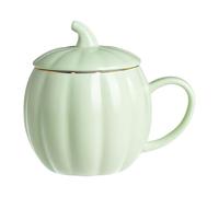 Tasse citrouille avec couvercle, tasses d'Halloween en céramique, tasse à café citrouille 3D, tasse à café, tasse à lait, tasse d'automne, cadeau d'automne pour anniversaires, femmes, filles (vert)