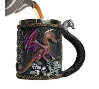 Tasse de dragon médiévale - Tasse à café en forme de corne - 400 ml - Insert vintage en acier inoxydable en résine - Pichet chevalier mythique - Coupe gothique réaliste - Pour café, thé, camping