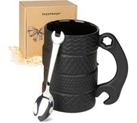Tasse de grande capacité en céramique 450 ml avec cuillère et anse Tasses 3D pour voiture et bureau Label