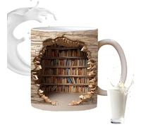 Tasse de livre 350 ml Femmes Hommes Lecteurs Livre Boutique Rt de | 2D Motif Plat Étagères Trou Mural Tasse Eau Café Latte Rat de bibliothèque pour la Maison Cuisine Club de Livres Anniversaire