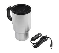 Tasse de voyage électrique 12 V 450 ml Tasse chauffante de voiture 450 ml en acier inoxydable pour voyage en véhicule Contrôle de la température Indicateur LED Double paroi isolée sous vide