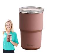 Tasse de voyage thermo - Corps en acier inoxydable, noyau isolstant aux fuites, finition extérieure mate | Conteneur de boisson Portable, capacité de 460ml, 14x9cm, pour la