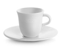 De'Longhi DLSC308 Lot de 2 tasses en porcelaine céramique, fabriqué en Italie, confortable à tenir, sans condensation, lavable au lave-vaisselle, capacité 70 ml chacune, également fourni les soucoupes
