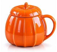 Tasse d'Halloween - Tasse à café citrouille mignonne avec couvercle - 400 ml - Tasse en céramique en forme de citrouille pour boissons chaudes et froides - Tasse d'automne comme cadeau d'Halloween et