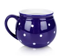 Tasse en céramique bleue à pois - ORION - 200 ml - 10,5 x 8 x 7 cm - Bleu à pois blancs - Design classique