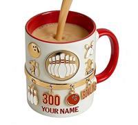 Tasse en céramique - Capacité de 350 ml - Tasse en céramique avec motif sport 3D - Pour la maison, le jus, le thé, le lait ou le bowling - Pour les fans de thé, lait, jus, eau, maison, dortoir, hôtel