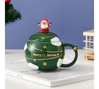 Tasse en céramique de Noël 400 ML, Ensemble Tasses à café et Moka, Expresso soucoupes, Porcelaine(Green)