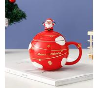 Tasse en céramique de Noël 400 ML, Ensemble Tasses à café et Moka, Expresso soucoupes, Porcelaine(Red)