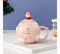 Tasse en céramique de Noël 400 ML, Ensemble Tasses à café et Moka, Expresso soucoupes, Porcelaine(Roze)
