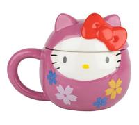 Tasse en céramique - Konix - Hello Kitty - Mug 3D - 320 ml - Motif Daruma - Rose