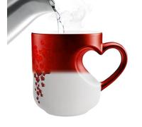 Tasse en céramique magique à changement de couleur en forme de cœur, tasses à café à changement de chaleur pour la Saint-Valentin, tasse à thé romantique avec poignée en forme de cœur pour les couples