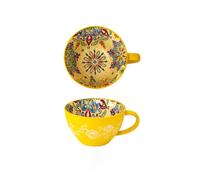 Tasse en céramique peinte à la main, motif floral, grande capacité, tasse à café et bol de petit-déjeuner, tasse de style bohème pour thé, lait, céréales pour la maison, la cuisine, 414 ml (style B)