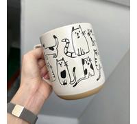 Tasse en céramique peinte à la main sous-glaçure artificielle avec motif mignon de chats. Tasse à boire, à petit-déjeuner, à avoine. Couple, utilisable au micro-ondes. Rentrée scolaire. 450mlgraphique