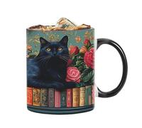 Tasse en céramique résistante à la chaleur 350 ml | Tasse en céramique pour bibliothèque, tasse de lecture, pour chocolat, thé, eau, jus, maison, dortoir, hôtel, appartement, amoureux des animaux