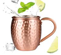 Tasse en cuivre | Vaisselle martelée faite à la main de 530 ml | Tasses en cuivre martelé - Pour Noël, la cuisine, le bar, et pour boire de l'eau, du thé, de la bière, des cocktails