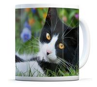 Tasse en forme de chat noir et blanc - Cadeau amusant #14788