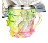 Tasse en forme de livre peinte - 15 esign féminin - Tasse émaillée colorée avec anse - Tasse à café 3D en forme de livre avec anse - Pour femmes, lecteurs, auteurs, lecteurs, Noël, anniversaire