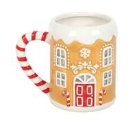 Tasse en forme de maison en pain d'épices en sucre d'orge - Tasse fantaisie en céramique avec capacité de 500 ml, design maison en pain d'épices avec poignée en sucre d'orge, lavage à la main