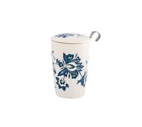 Eigenart Teaeve 80049W Luna White Gobelet à double paroi en porcelaine avec couvercle et passoire en acier inoxydable, sans BPA, 350 ml