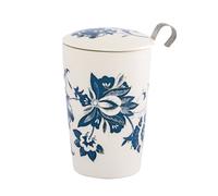 Eigenart Teaeve 80049W Luna White Gobelet à double paroi en porcelaine avec couvercle et passoire en acier inoxydable, sans BPA, 350 ml