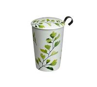 Eigenart Tasse à thé double paroi en porcelaine avec couvercle en porcelaine et infuseur à thé en acier inoxydable, 350 ml