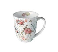 Ambiente Tasse animaux marins sur coraux en porcelaine. Tasse à motif pour la table dressée et comme cadeau, 0,4 l x H 10,5 cm