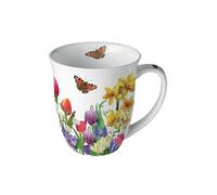 Ambiente Tasse Porzellan Jumbotasse Kaffee/Teetasse 400 ml Frühling Blumen Schmetterlinge Serie spring feeling