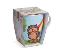 Tasse en Porcelaine hérisson Hetch Hogan 310 ML 9,5x9 cm Bleu avec Banderole - Tasse à thé Tasse à café Tasse en Porcelaine mug NICI avec Anse pour Boissons Froides et Chaudes - Super idée Cadeau