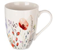 Tasse en porcelaine - ORION - 360 ml - Décor floral - Compatible lave-vaisselle - Compatible micro-ondes - Blanc