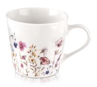 Tasse en porcelaine - Orion - 430 ml - Décor floral - 13,5x10x9,2 cm - Blanche - Convient au lave-vaisselle