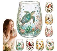 Tasse en verre avec motif colibri et abeille - Tasse à thé florale avec base stable de 414 ml avec impression UV 3D en relief, tasse à café inspirée de la nature, cadeau unique pour décoration