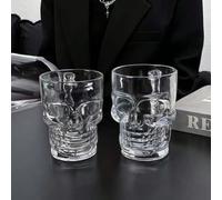 Tasse en verre cristal avec design de crâne, en verre soufflé, convient pour les boissons froides, jus, boissons, café, eau pétillante, idéal pour un usage quotidien, à la maison, au restaurant, en fê