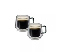 GEFU Calora Lot de 2 verres thermiques - 200 ml - Verres à café à double paroi en verre borosilicate soufflés à la bouche, empilables, passent au lave-vaisselle, au micro-ondes