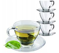 Tasse en verre KADAX avec support, tasse en verre transparent 200 ml lot de 4