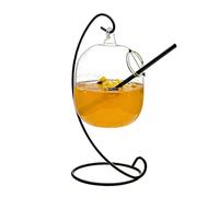 Tasse en verre suspendue avec cadre en métal pour affichage de boissons | Structure contemporaine en métal avec support décoratif en fer pour exposer des boissons froides lors de rassemblements