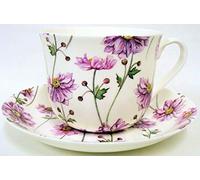 Tasse et soucoupe pour petit déjeuner En porcelaine anglaise motif fleuri décoré à la main au Royaume-Uni