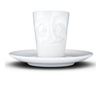 FIFTYEIGHT PRODUCTS Tasses/tasses à expresso avec soucoupe « Délicieux » (porcelaine, 80 ml, blanc, fabriqué en Allemagne)