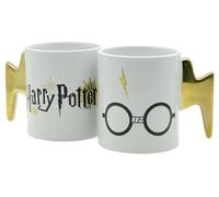 Tasse HP avec poignée éclair 460 ml | Harry Potter | Poudlard | Café | Thé | Cacao | Tasse en céramique | Cadeau | Anniversaire | Noël | Flash | Effet doré | Céramique