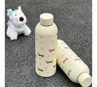 Tasse isolée de 500ML avec motif de chien de saucisse avec nœud papillon, tasse de voiture à double paroi, bouteille Thermos de voyage en acier inoxydable à petite bouche 2 pièces noires
