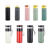 Tasse isotherme avec filtre, bouteille à thé en acier inoxydable, infuseur à thé, tasse sous vide avec infuseur en verre, sépare le thé et l'eau, 500 ml beige 500ml