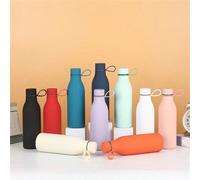 Tasse isotherme double paroi en acier inoxydable de 500 ml/17 oz avec anse, finition en caoutchouc mat, couleur unie, petite ouverture créative. Convient pour les sports de plein air, le yoga, le bure