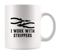 Tasse Je travaille avec des strip-teaseuses électricien Mug Evjf 2 pièces | / 330 ml Réutilisable Tasses à café Élégant Mugs CollèGue Fans
